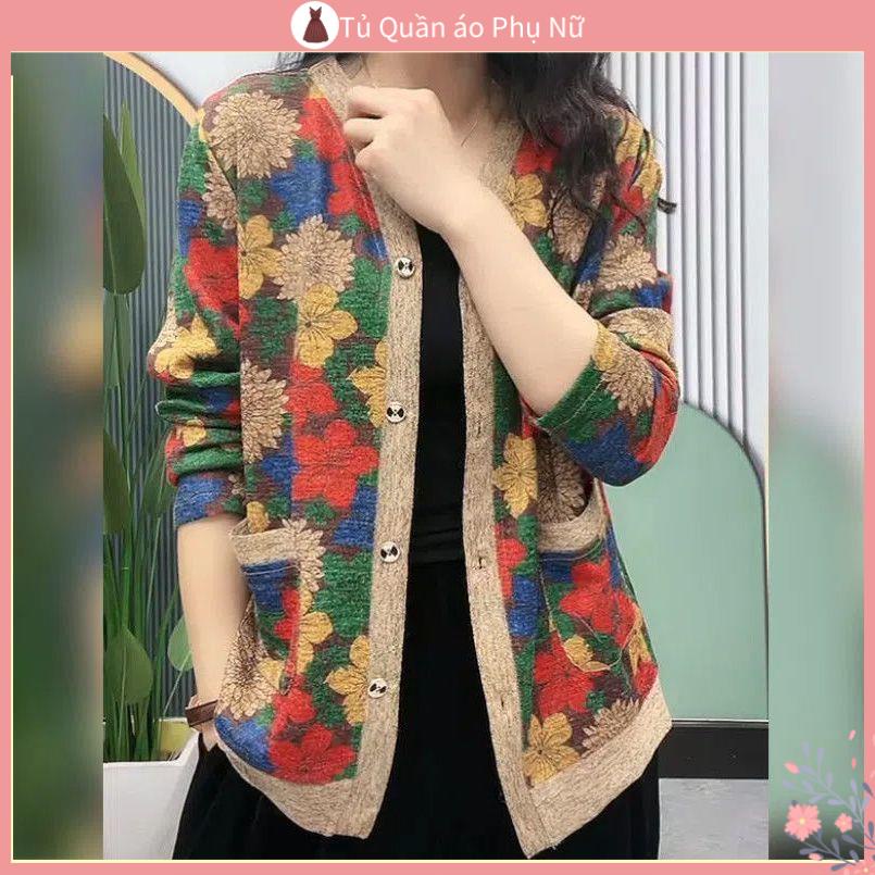 Áo Cardigan Dệt Kim Tay Dài Phong Cách Thời Trang Xuân Thu Mới Dành Cho Nữ Độ Tuổi Trung Niên 40-55
