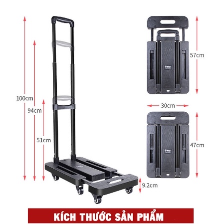 Xe Kéo hàng - Xe đẩy hàng Gấp Gọn 6 bánh VT160, tải trọng 150kg nhập khẩu chất lượng cao
