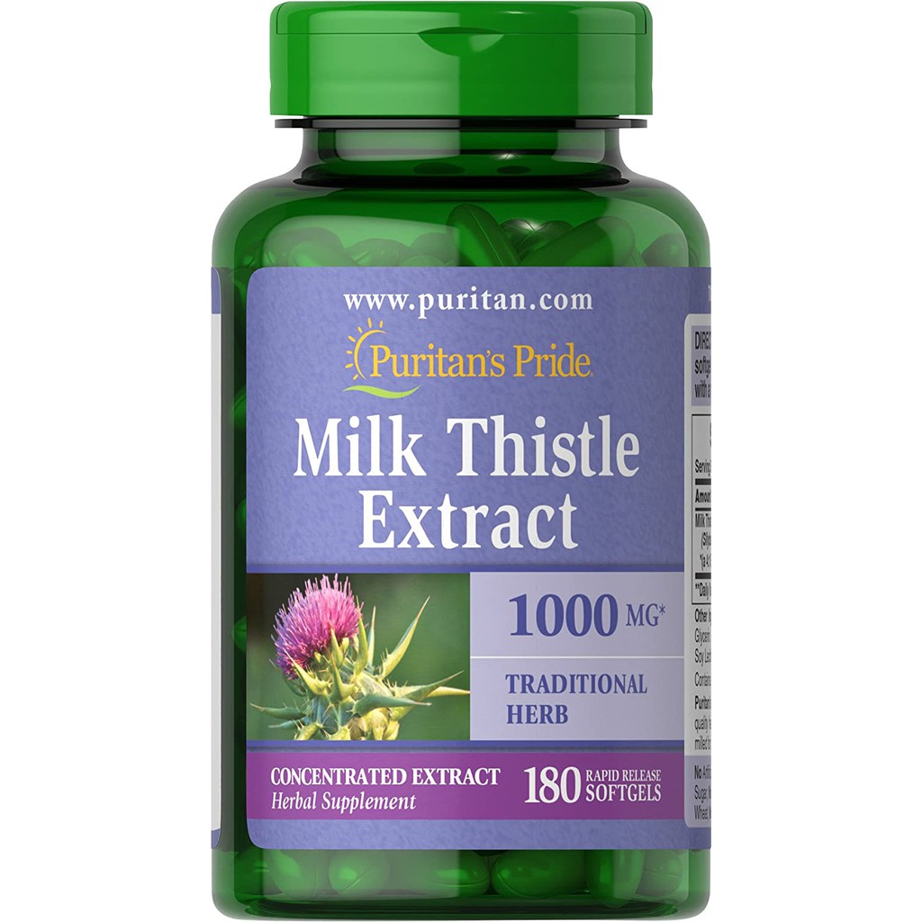 Thải độc gan, bổ gan, làm mát gan, tăng cường chức năng gan Milk Thistle Extract 1000mg 90-180 viên Puritan's Pride
