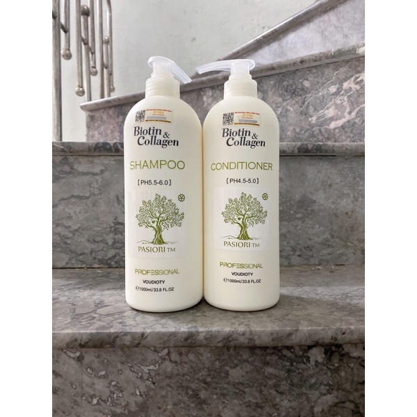 ✅[CHÍNH HÃNG] Cặp Dầu Gội Xả Biotin Collagen Trắng FreeShip Giảm Rụng Tóc,Phục Hồi Tóc Khô Xơ, Hư Tổn