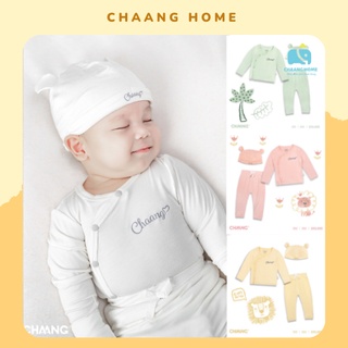 Chaang bộ quần áo dài tay cúc chéo cotton cho bé sơ sinh cho bé trai bé gái tiger