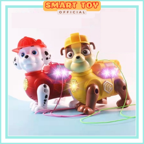 Đồ chơi con vật chó cứu hộ, rùa, sư tử chạy pin, có nhạc vui nhộn, sáng đèn kèm dây cho bé dắt đi dạo