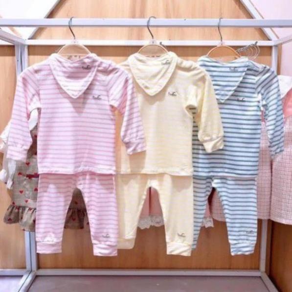 (hh1303)  Bộ dài tay kèm yếm mẫu kẻ by Litterlove | BigBuy360 - bigbuy360.vn