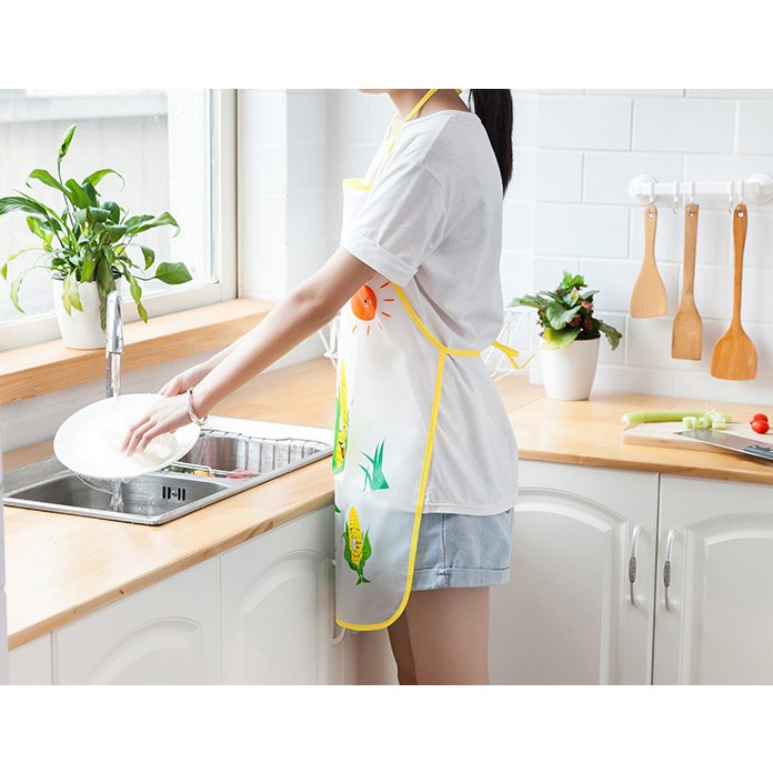 Tạp Dề Nấu Ăn Pha Chế Nylon Chống Nước Cute