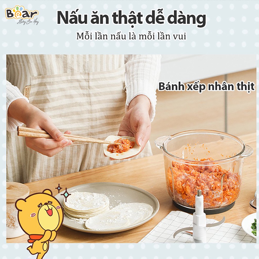 [Bear Chính Hãng]Máy xay đa năng Bear 2L QSJ-B03Y7 màu xám. công suất 300W, dung tích 2L bằng Inox 304, cối thủy tinh