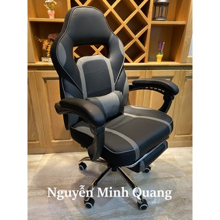 Ghế Gaming Da Pu Cao Cấp Kèm Massage Ở Gối ( Xám Đen )