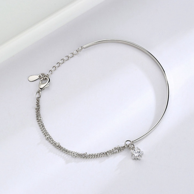 Vòng Tay Bạc 925 Hình Ngôi Sao Năm Cánh Đính Đá Zircon Màu Sắc Thời Trang Cho Nữ