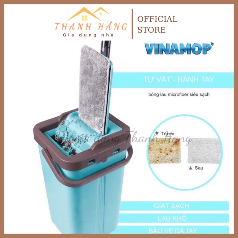 Chổi lau nhà 360 độ freeship cây lau nha 2 ngăn tự vắt tự động vinamop có xô chứa VNM19 thông minh vnm19 VINAMOP chuẩn