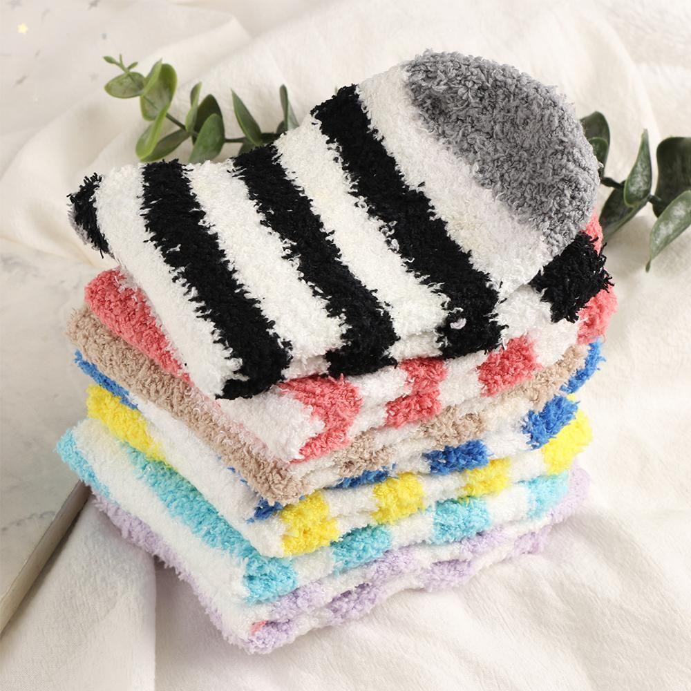JONYE Set 5 Đôi Tất Nhung San Hô Mềm Mại Xinh Xắn