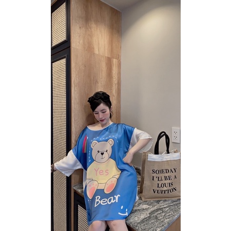 Váy ngủ mặc nhà Lụa Latin - Satin thoáng mát phom to dưới 75kg (mẹ bầu - sau sinh mặc được) | BigBuy360 - bigbuy360.vn