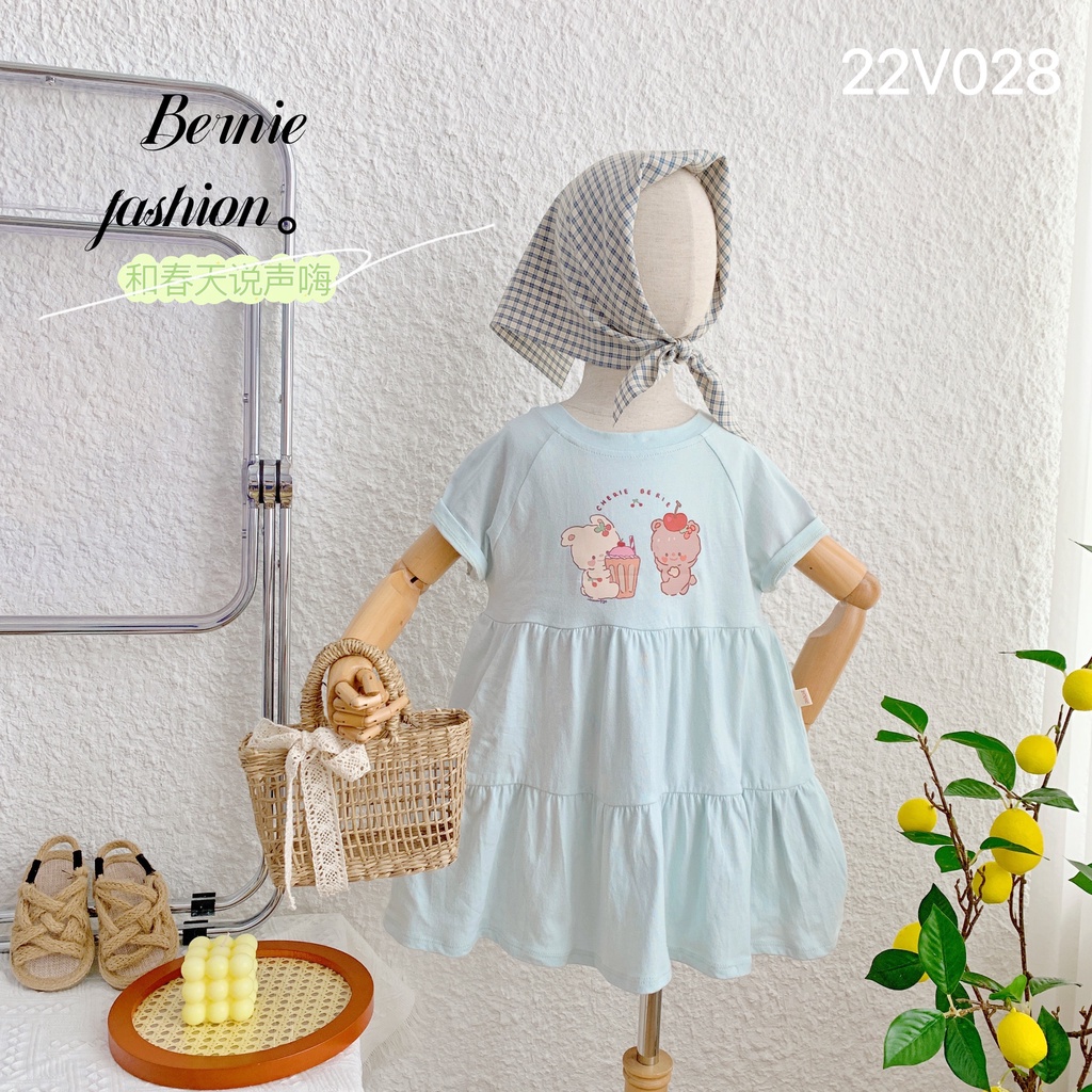 Váy cotton babydoll bé gái, đầm bé gái cotton mềm mát bernie