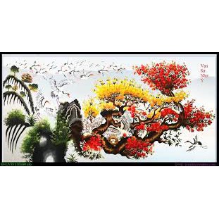 Tranh Đính Đá Vạn Sự Như Ý LV055, 110x60cm,chưa đính