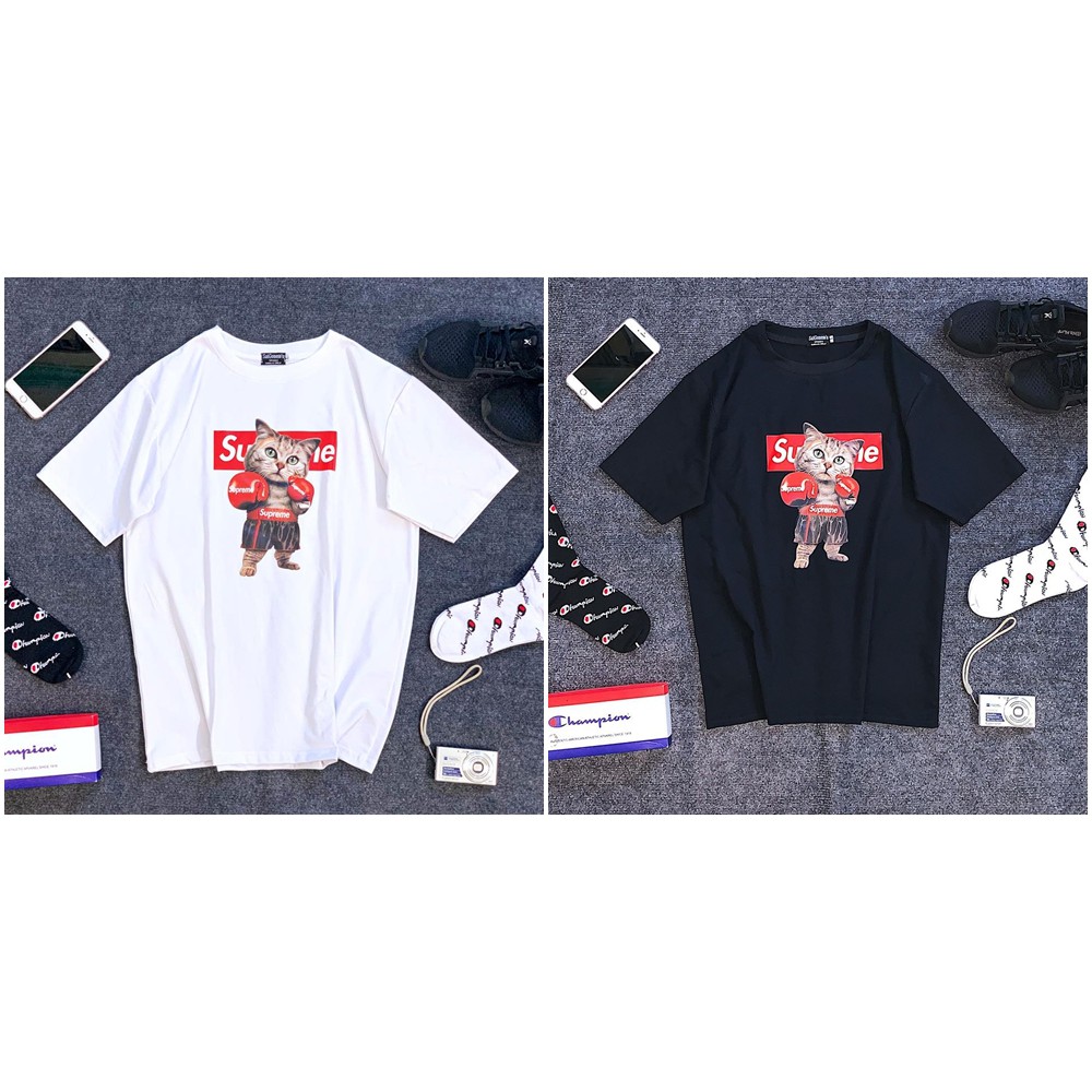 Áo Thun Cotton Nam Nữ Mèo Boxing Unisex