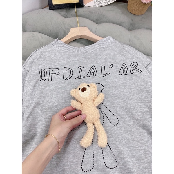 (Ảnh thật) Áo cadigan xám kèm gấu bông siêu xinh | BigBuy360 - bigbuy360.vn