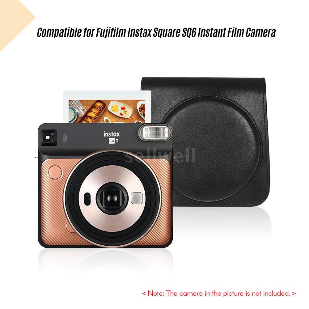 Bao da PU bảo vệ máy ảnh kèm dây đeo cho Fujifilm Instax Square SQ6