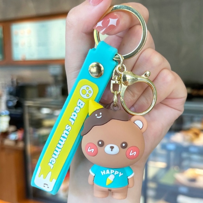 Móc Khóa Cao Cấp Hình Gấu Kem Cute phụ kiện Túi Xách dễ thương -Minkey