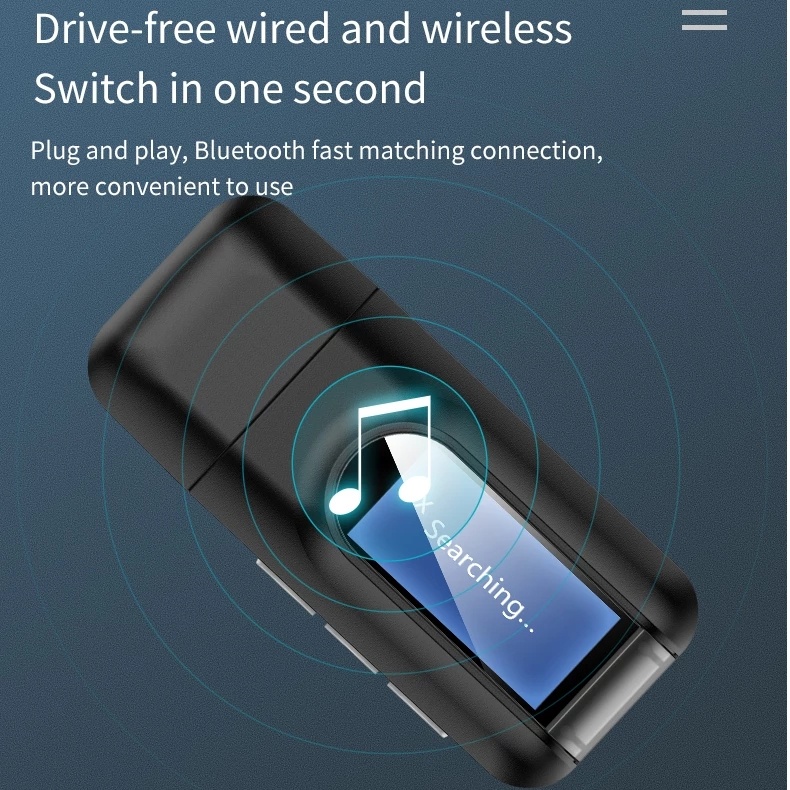 Usb Bluetooth 5.0 Không Dây Màn Hình LCD 2 Trong 1