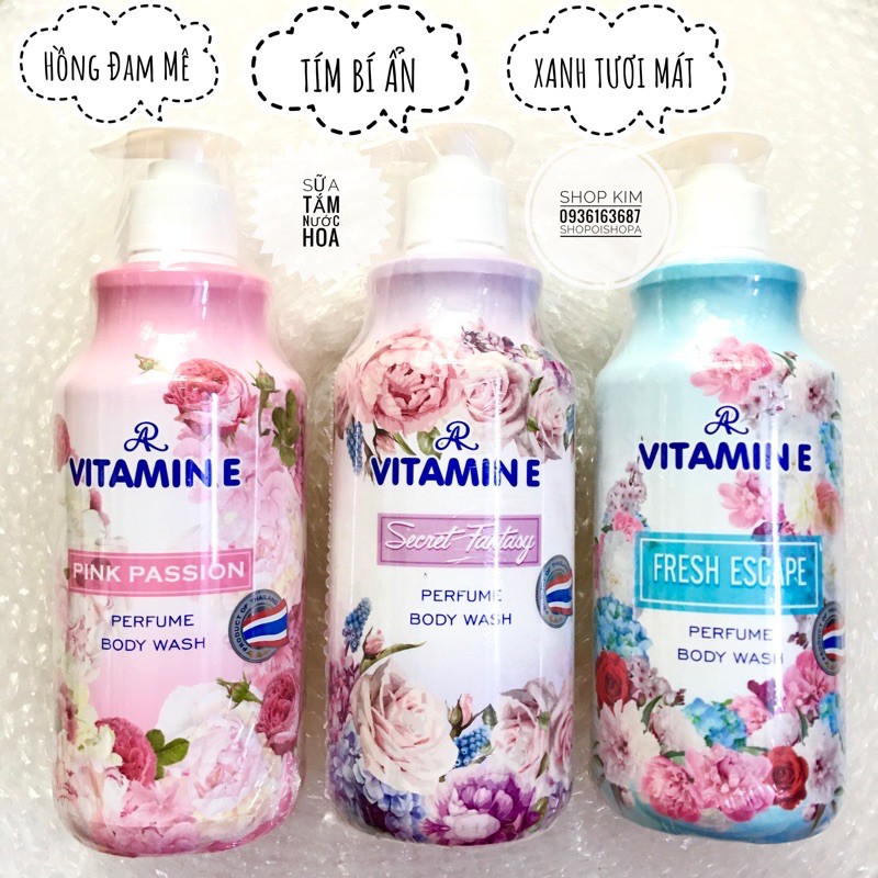 🌸 Sữa tắm dưỡng da nước hoa Aron Vitamin E Thái Lan 500mL siêu thơm