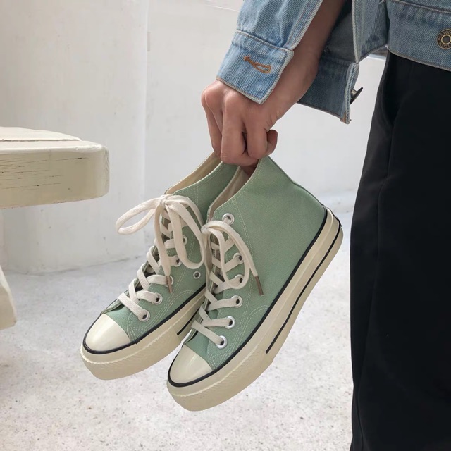 Giầy cao cổ cao cổ mầu bơ, mầu xanh, giầy thể thao,