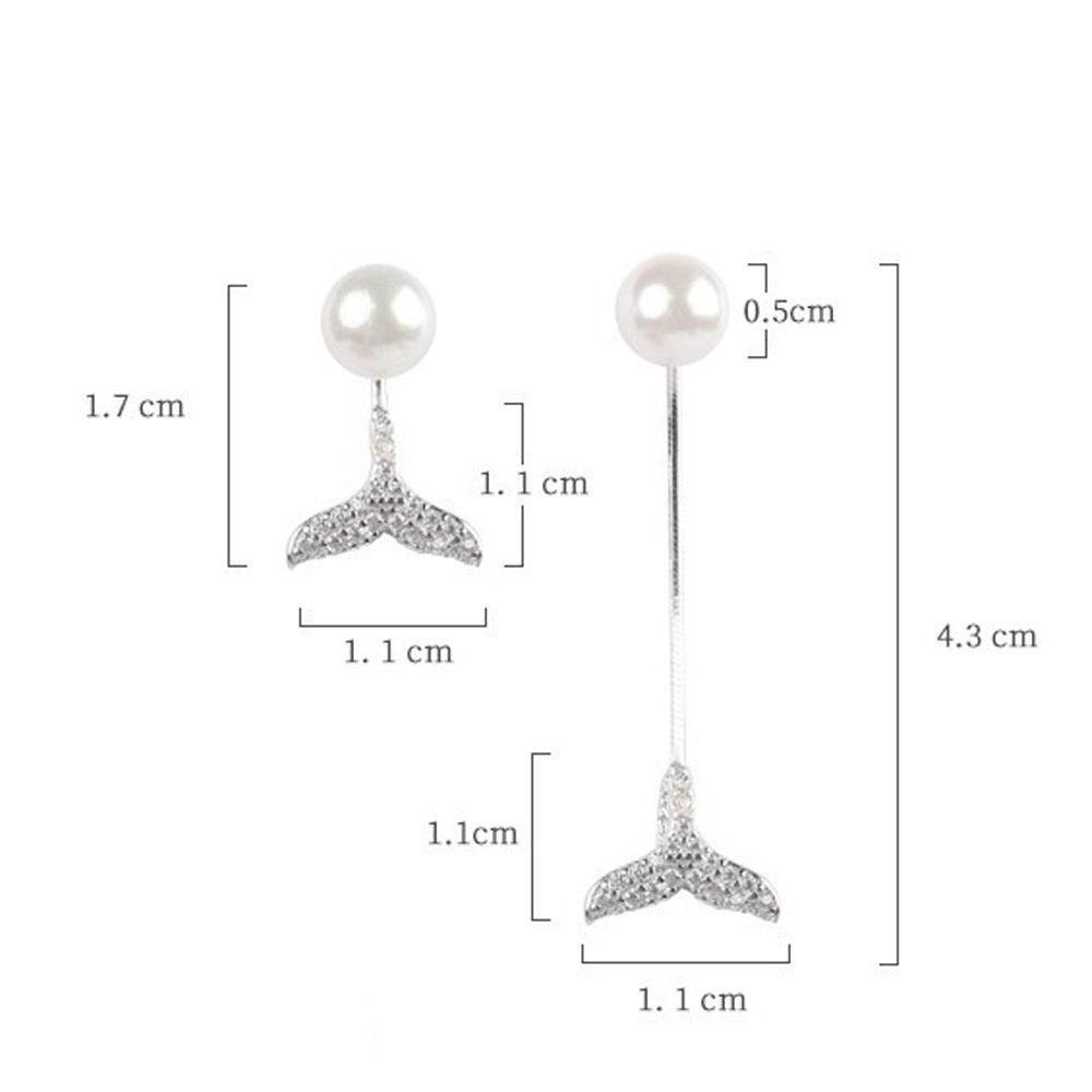 Vanes1 Quà Tặng Bông Tai Dài Hàn Quốc 925|Bông Tai Dáng Dài Hình Đuôi Nàng Tiên Cá Thời Trang