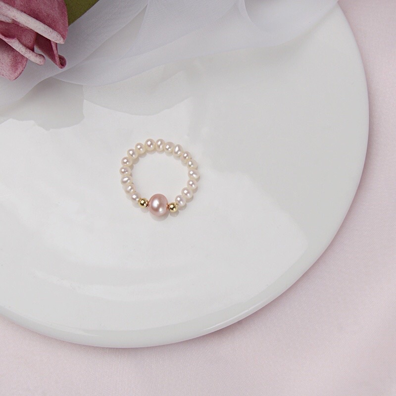 Nhẫn Ngọc Trai Hạt 3 Ly Mặt Hồng Thời Trang, Dễ Thương Cho Nàng - Ngọc Trai Trường Thịnh