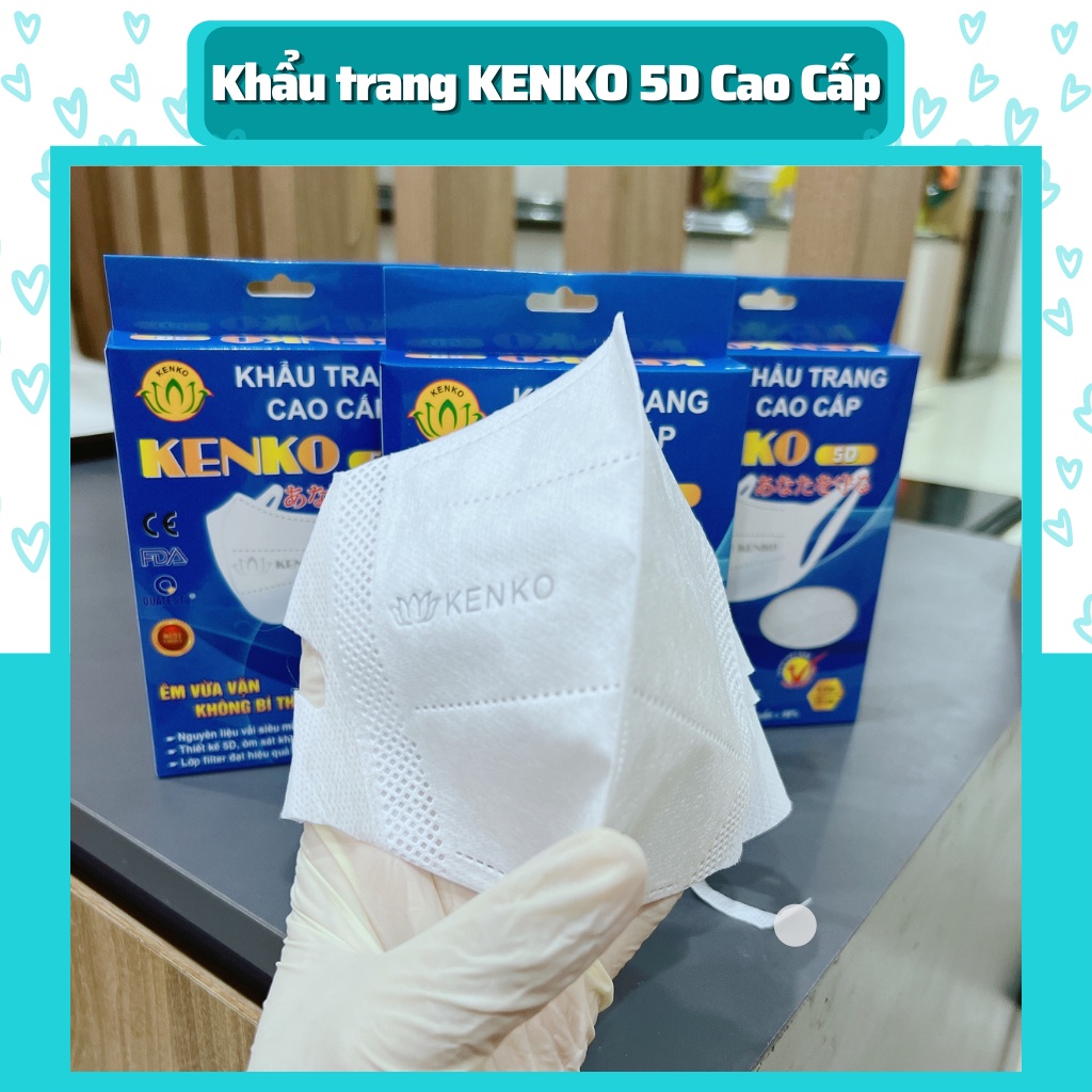 Hộp 10 chiếc khẩu trang 5D KENKO dành cho người lớn, khẩu trang cao cấp 5D cao cấp kháng khuẩn