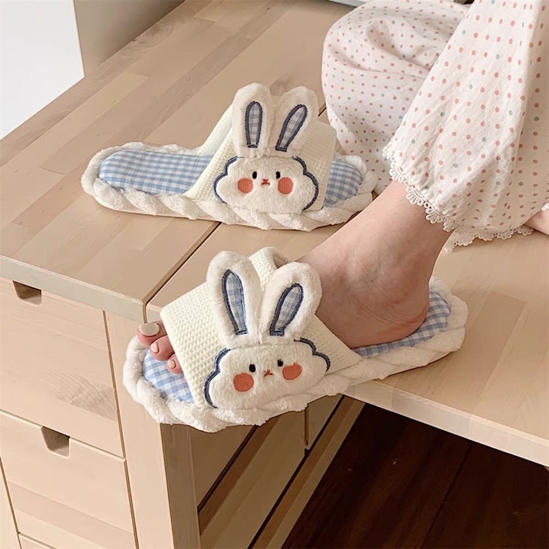 Dép bông đi trong nhà hình thỏ dễ thương phong cách Ulzzang