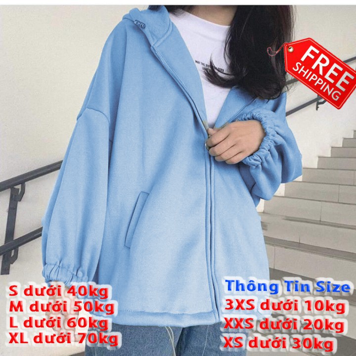 [FREESHIP TOÀN QUỐC] Áo khoác nữ form rộng hàn quốc, áo hoodie nữ form rộng đi học có dây kéo