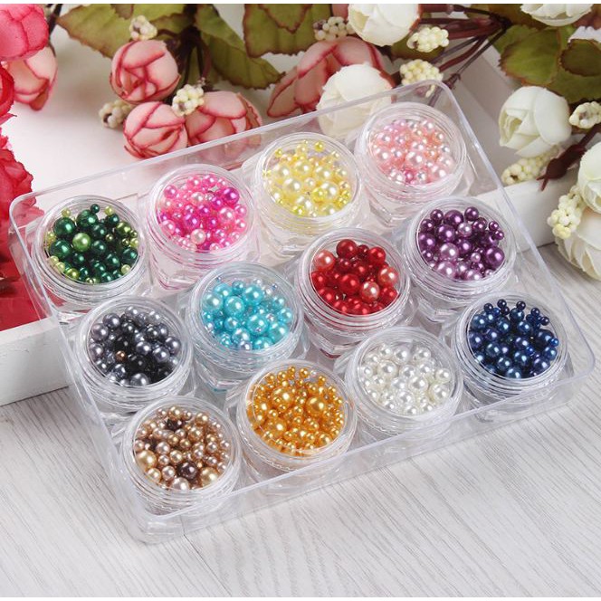 Sét ngọc trai nhân tạo trang trí nail 12 màu
