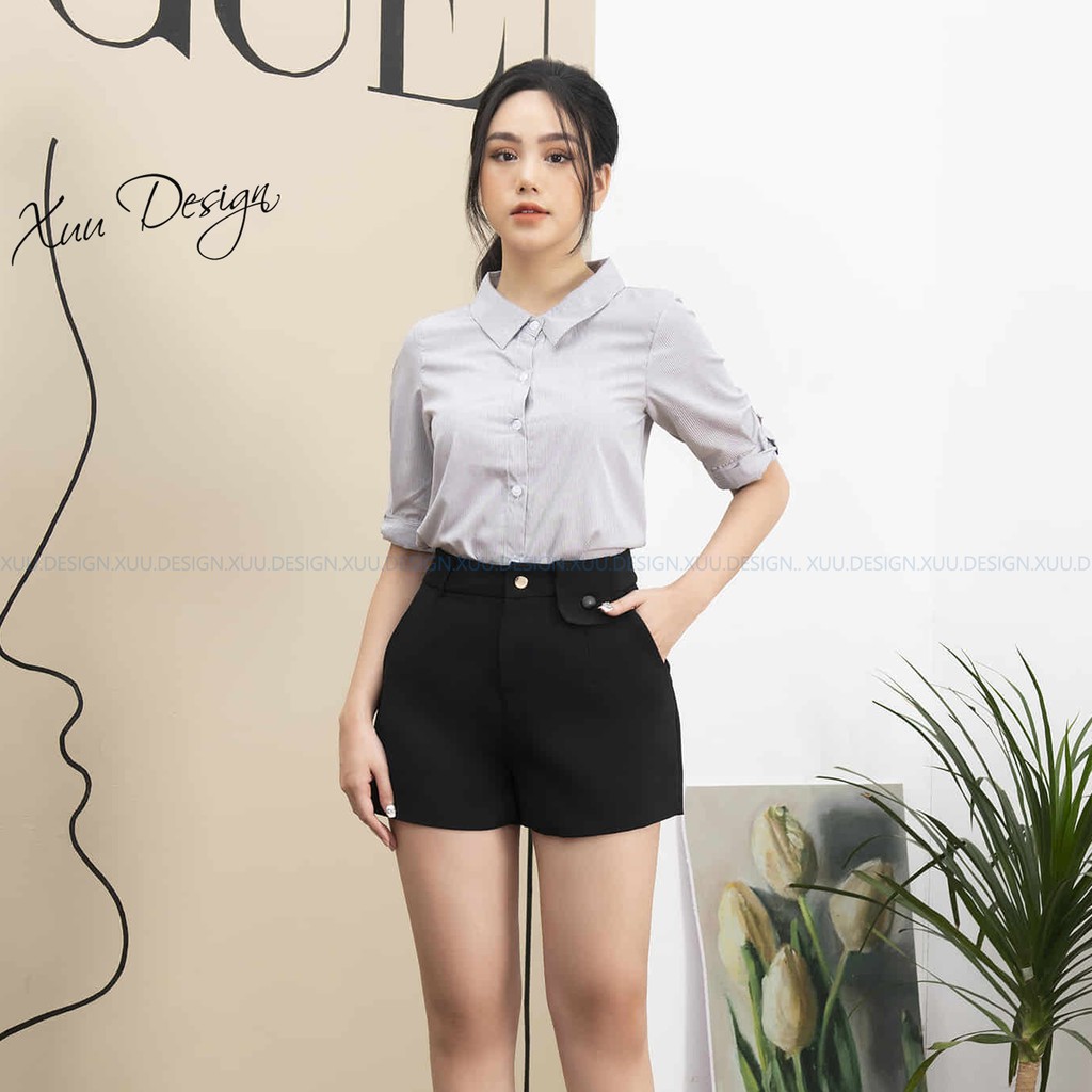 Áo sơ mi nữ công sở vải kate Xuu, kiểu tay lỡ cổ sen BS11