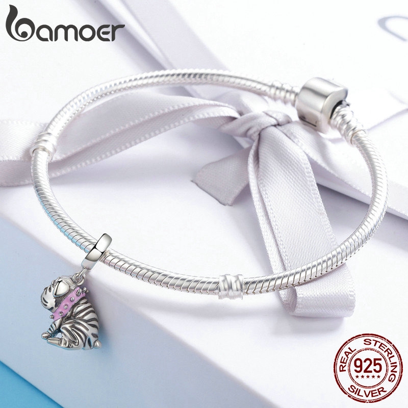 Hạt trang sức Bamoer chốt bạc 925 hình chú cún bull dùng làm đồ trang sức / dây chuyền thủ công chuyên dụng