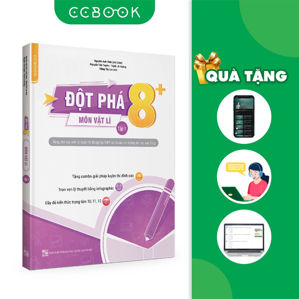 Sách - Đột phá 8+ môn Vật lí tập 1 (Phiên bản mới) - Sách ôn thi đại học, THPT quốc gia - Chính hãng CCbook