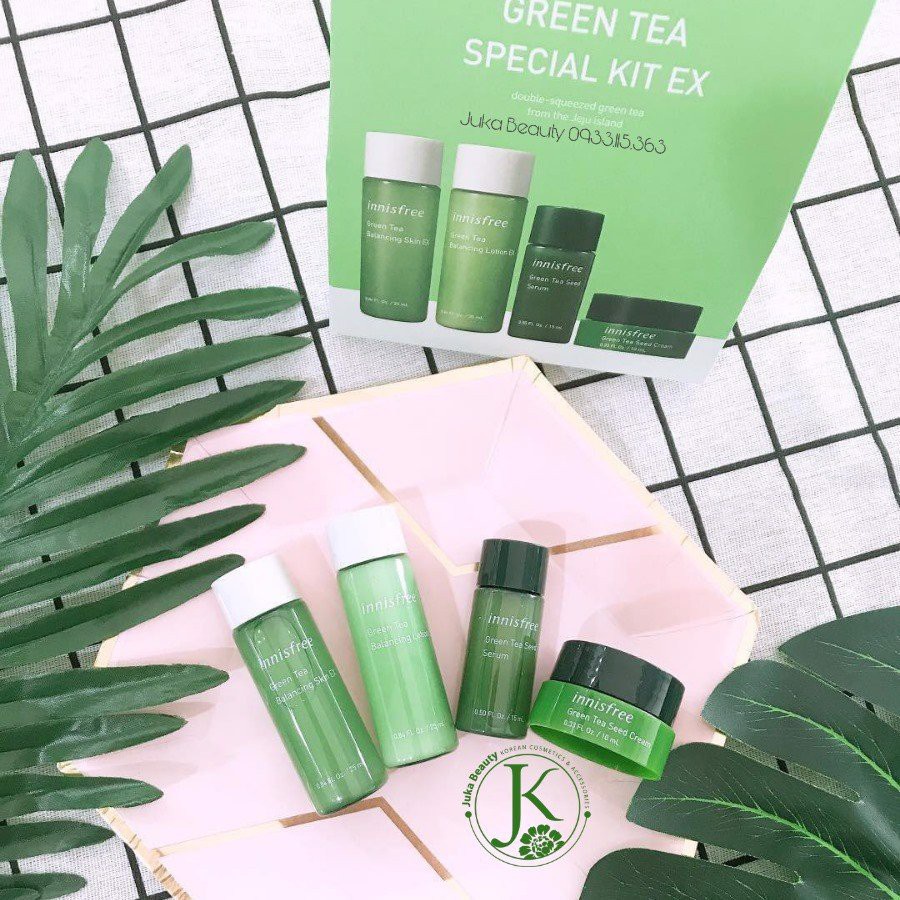 Set Dưỡng Trà Xanh Mini 4 Món Innisfree Green Tea EX / Jeju Cherry Blossom (Mẫu Mới)