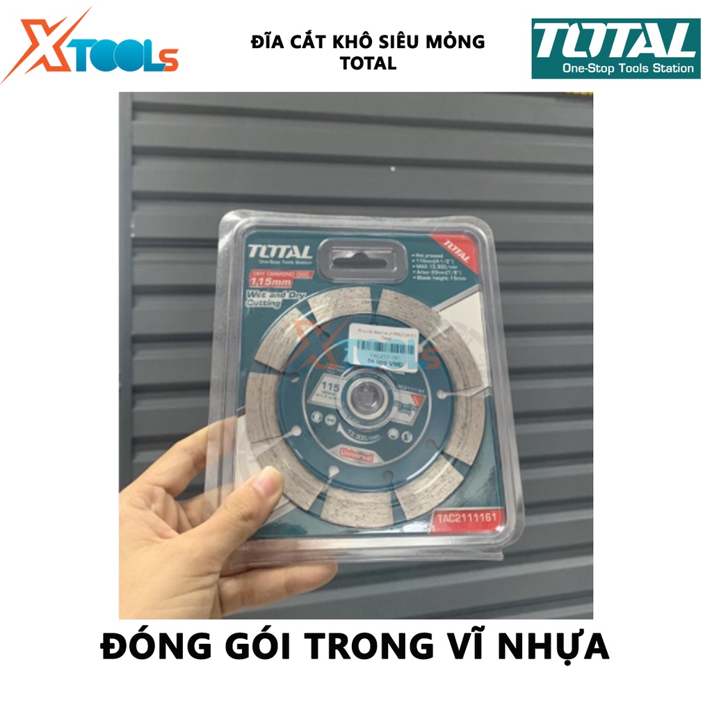 Đĩa cắt khô siêu mỏng TOTAL TAC2111161 | Đĩa cắt Kích lưỡi lưỡi: 115X20mm, Kèm theo 1 long đền 16mm [XTOOLS]