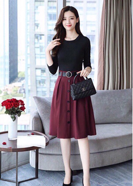 CHÂN VÁY MIDI PHỐI NÚT XINH ĐẸP | BigBuy360 - bigbuy360.vn