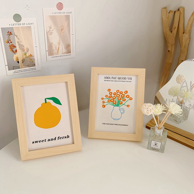 Tranh vải canvas kèm khung tranh bằng gỗ thiết kế đơn giản để bàn trang trí