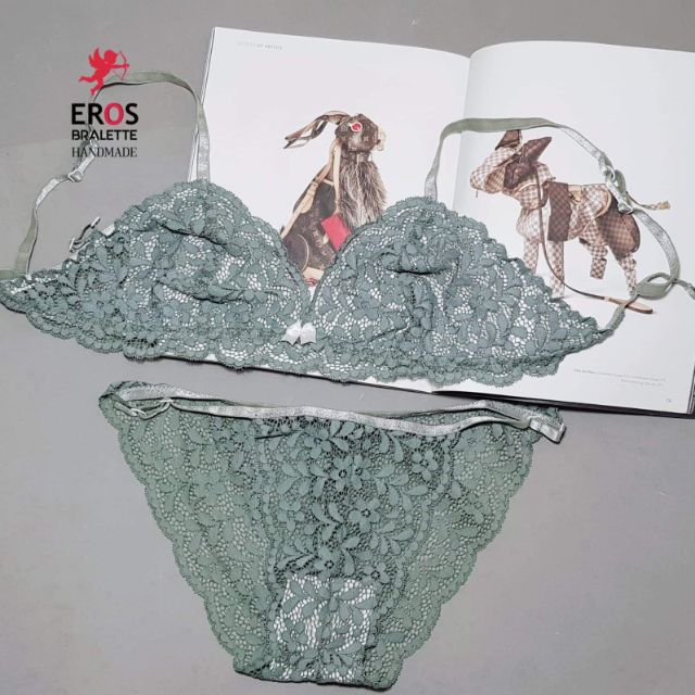 Set áo lót bralette xanh cốm