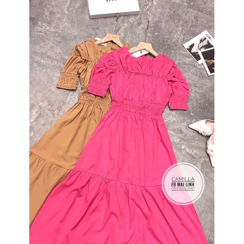 ⚡️BÁN SỈ⚡️Đầm maxi chun 3 tầng 2 màu hồng, be | BigBuy360 - bigbuy360.vn