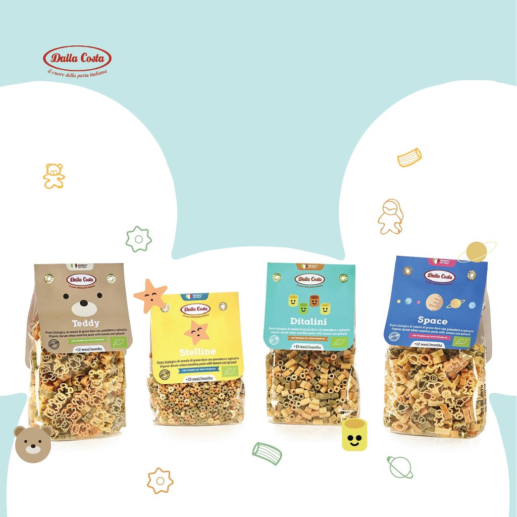 Nui rau củ hữu cơ Dallas Costa cho bé ăn dặm nhiều hình thù dễ thương ( hàng Ý )