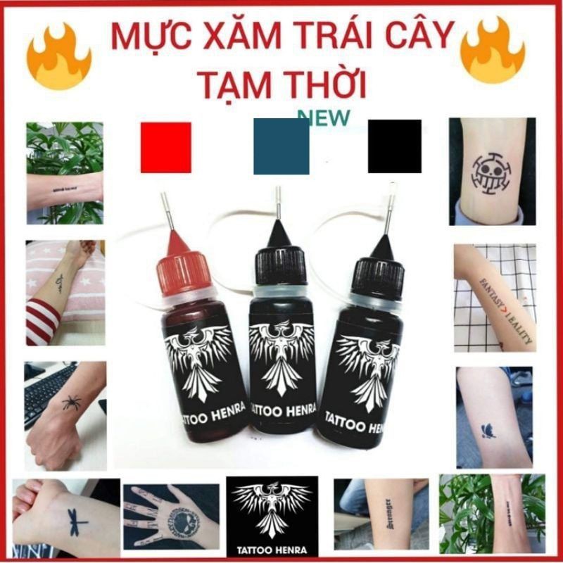 [Sỉ] Mực xăm tạm thời + tặng 3-5 hình xăm thử tạm thời, xăm giả tatoo Henna