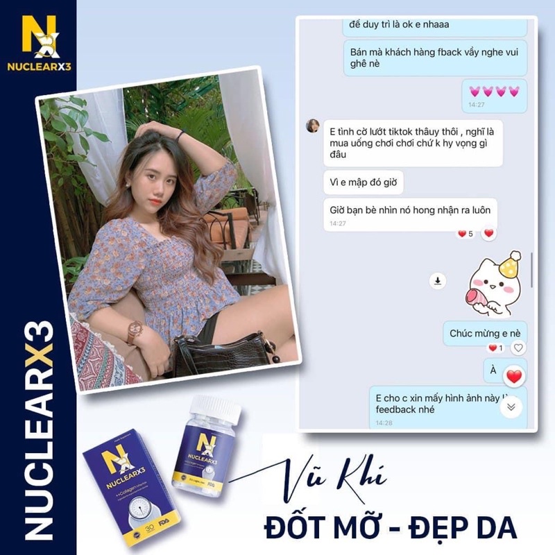 Viên Uống Giảm Cân Nuclearx3 Collagen Đẹp Da | Bản Mới Kèm Quà Tặng