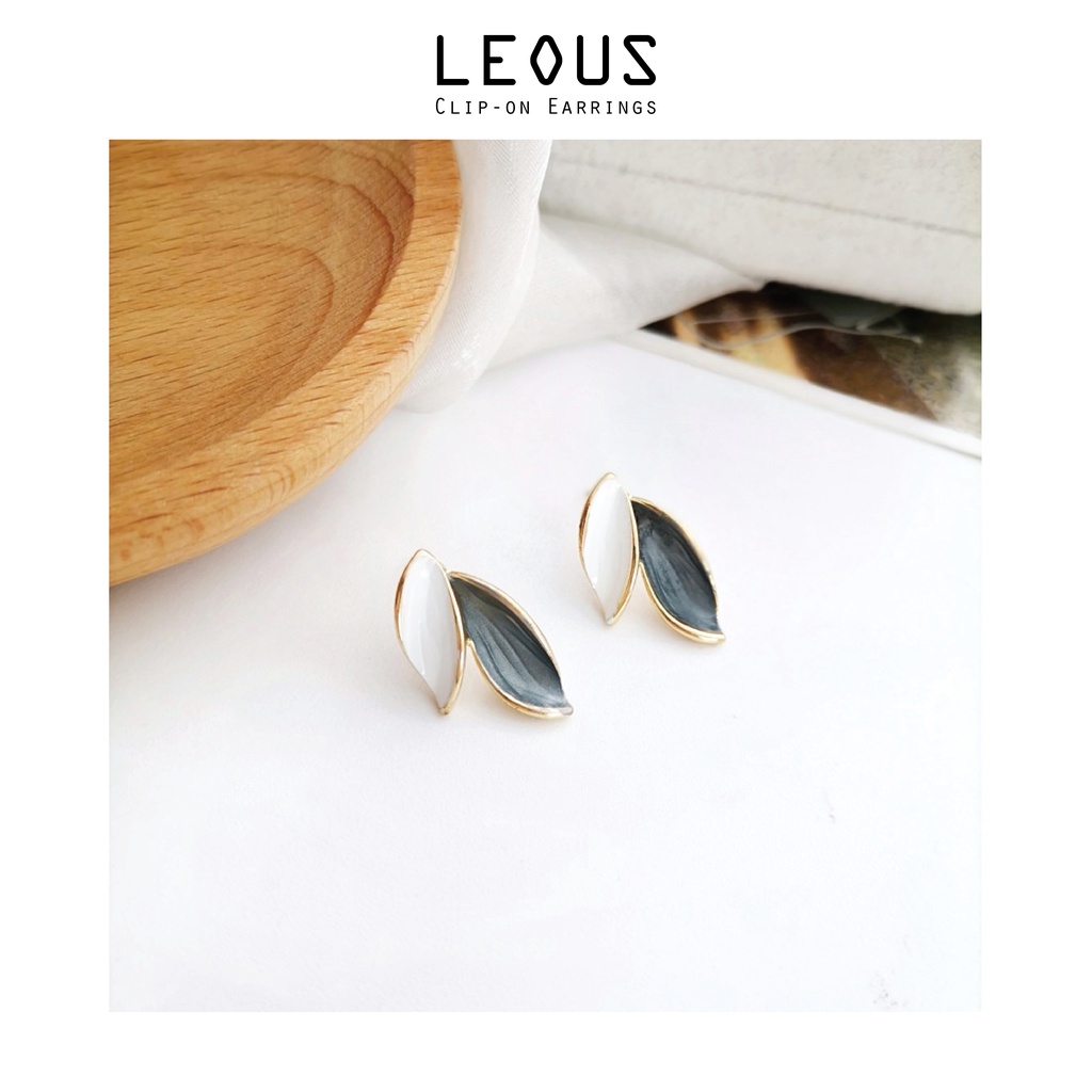 Khuyên tai kẹp không bấm lỗ chốt cố định K187 bằng hợp kim mạ vàng hình bông hoa dáng ngắn Leous Accessories