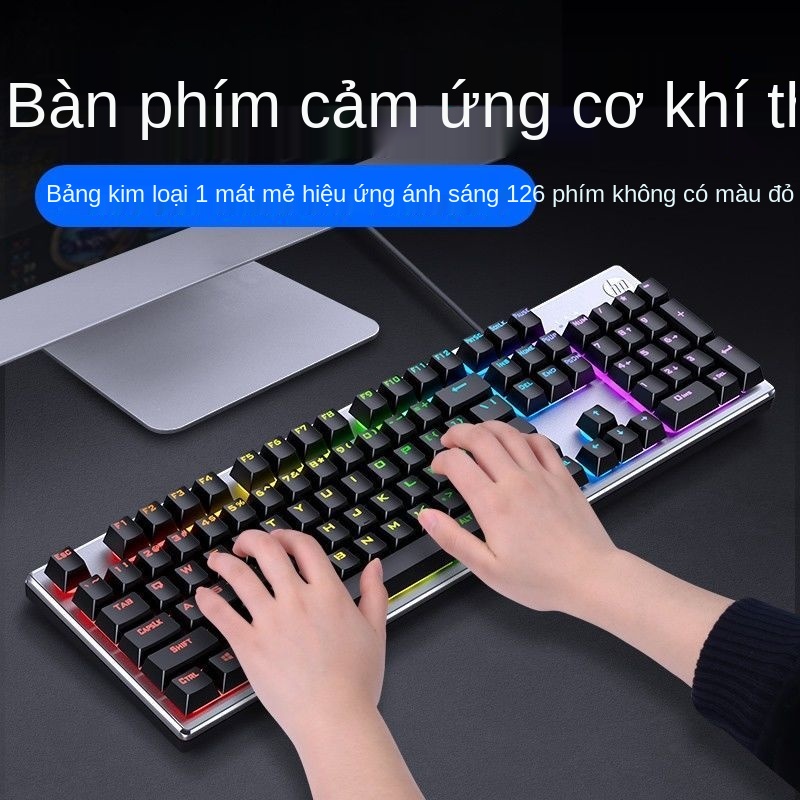 Hiệu ứng ánh sáng đầy màu sắc, thiết kế bảng kim loại, bàn phím chơi game cơ HP