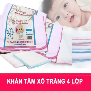 Khăn tắm xô nhật 4 lớp trắng