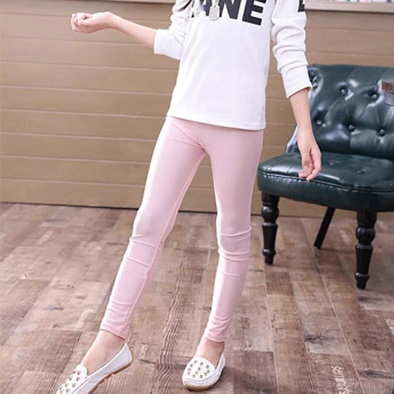 Quần legging màu trơn dễ thương cho bé gái