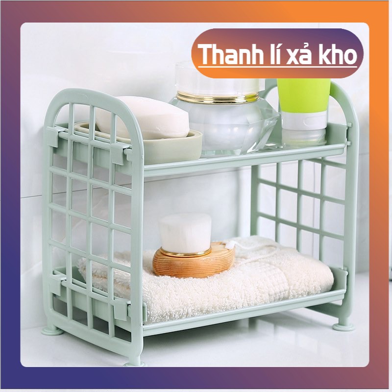 Kệ Nhựa Mini Để Đồ 2 Tầng Để Bàn Đa Năng Lắp Ghép Để Bàn Siêu Tiện Dụng -