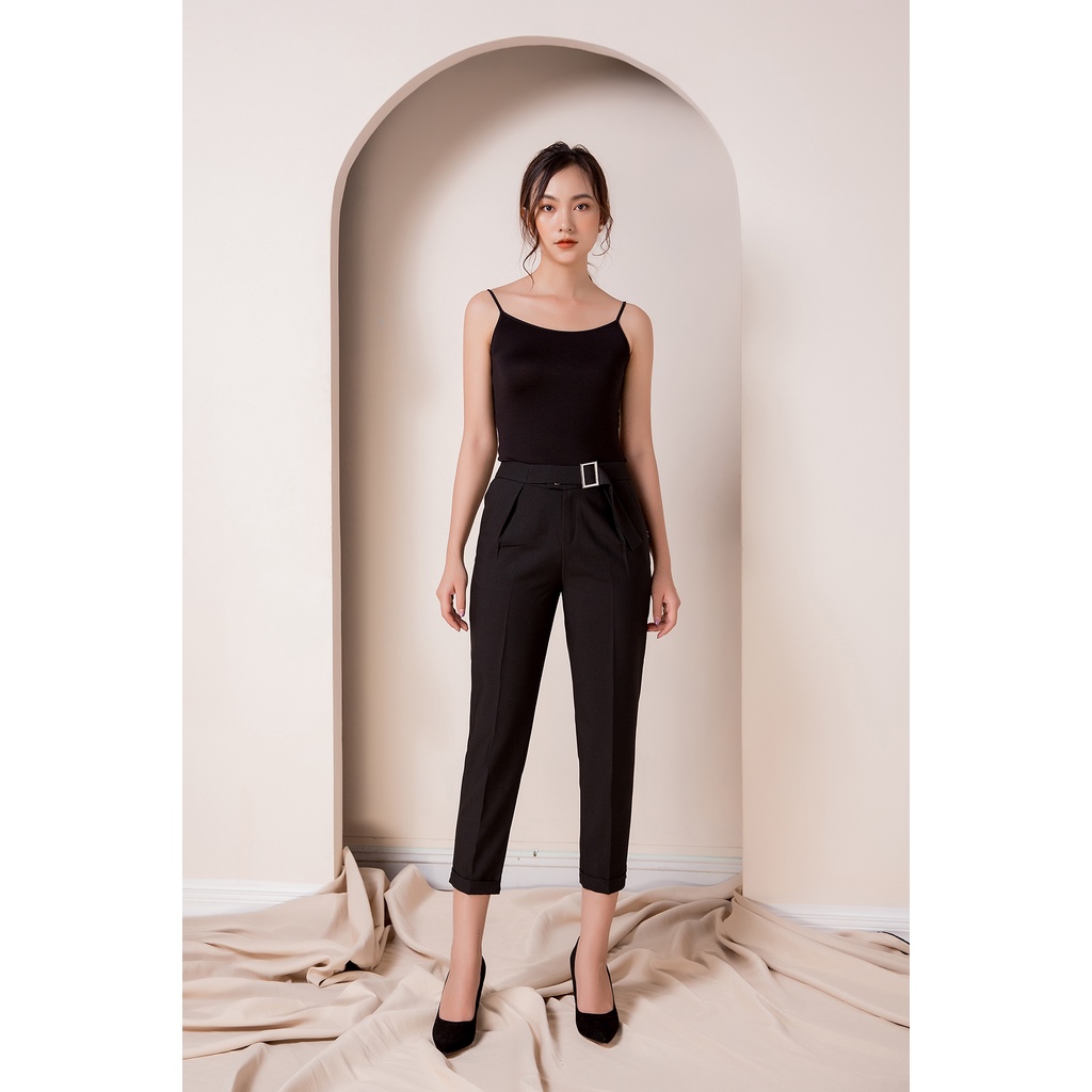 Quần Baggy Nữ Cạp Cao Thiết Kế Đai Lưng Phong Cách LUPERI LFQD280, Chất Đũi Xước Hàn Quốc Cao Cấp