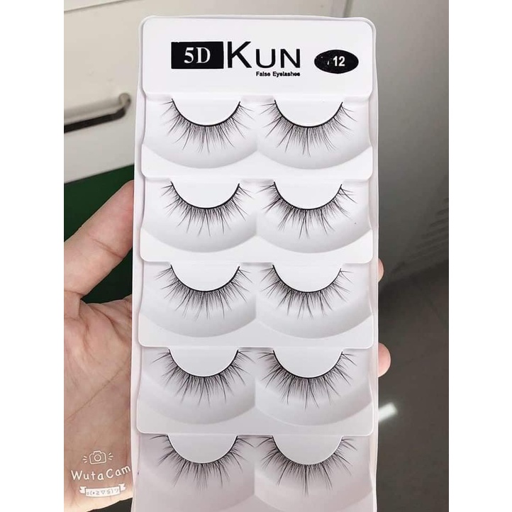 Lông mi giả 5D Kun 12 5 cặp cao cấp chính hãng chuyên dùng cho makeup