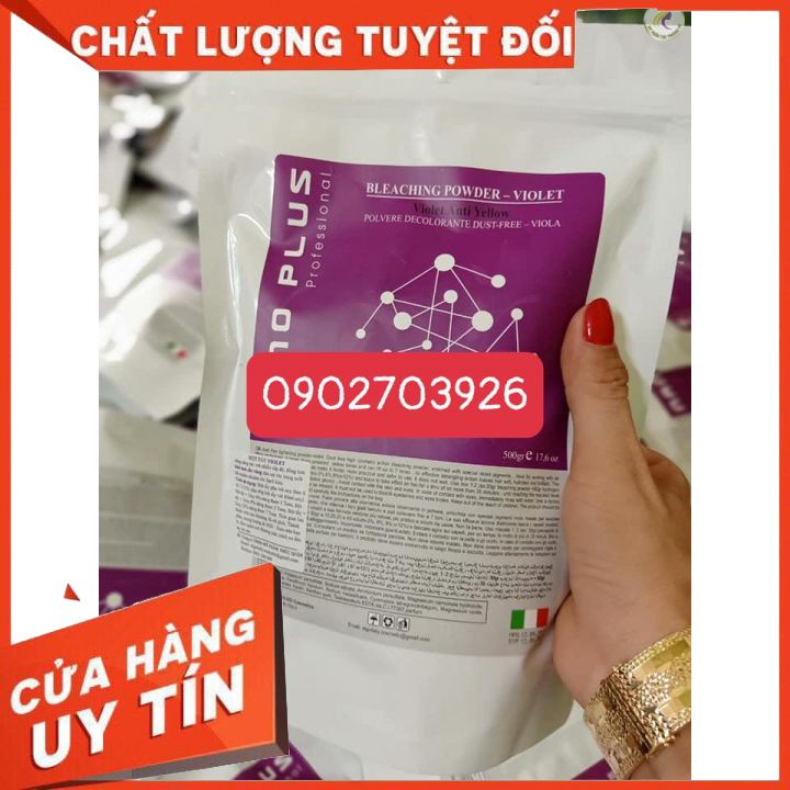 bột tẩy tóc BỘT TẨY TÍM NANO PLUS Ý 500ML (dạnh bịch bột màu tím)bột tẩy mạnh lên tông màu chuẩn không khô tóc