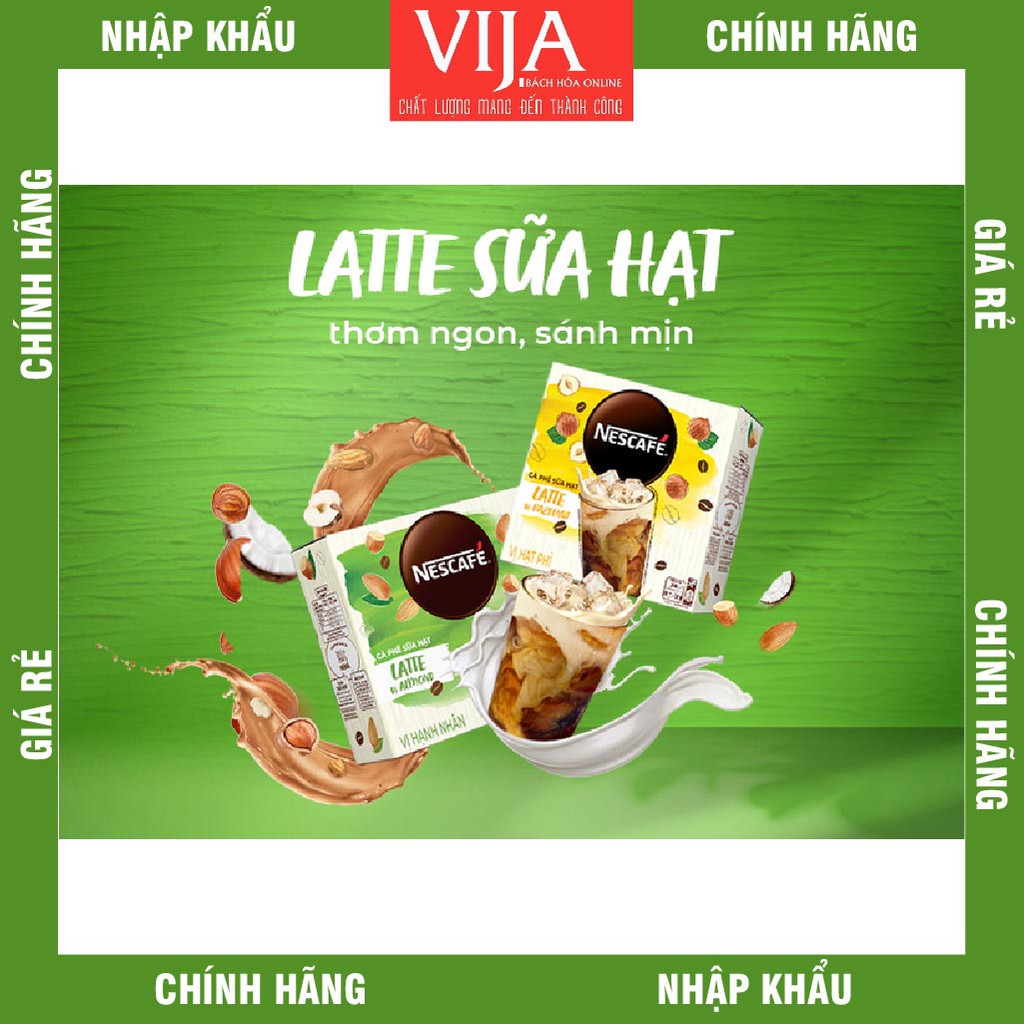 Cà phê hòa tan NESCAFÉ Latte Sữa Hạt Vị Hạt Phỉ và Hạnh Nhân